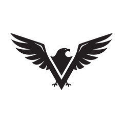 Creative Minimalist Letter V Eagle Logo Design Silhouette Vector Illustration