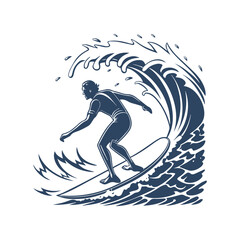 Surfer Silhouette Vector Illustration Isolated Clipart Design