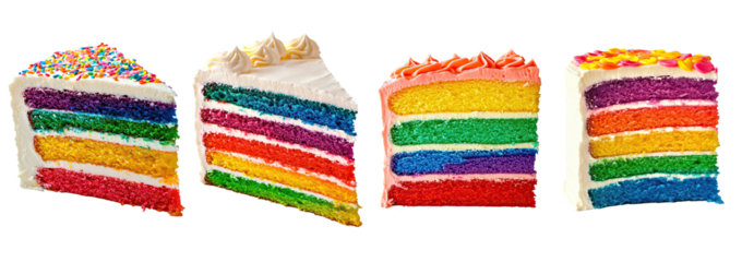 Vibrant rainbow cakes with colorful layers and delightful frosting, ideal for any celebration or event