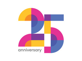 logo 25th anniversary celebration with colorful design, Modern geometric style. 