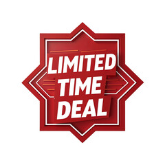 Vibrant red limited-time sale banner with bold lettering, attention-grabbing design for flash deals and special discounts