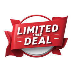 Obraz premium Bold red limited-time deal banner with modern typography, eye-catching promotional design for special discounts and sales events