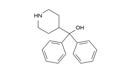 azacyclonol molecule, structural chemical formula, ball-and-stick model, isolated image antipsychotics