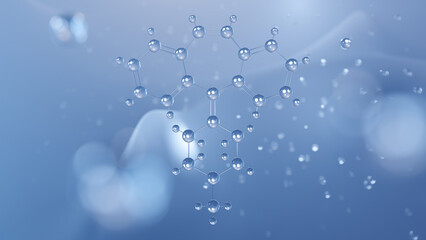 cyproheptadine molecular structure, 3d model molecule, antihistamine structural chemical formula view from a microscope