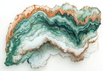 Fototapeta premium Stunning Abstract Natural Stone Slice with Waves of Green, White, and Brown Colors for Artistic and Decorative Applications in Interior Design Projects