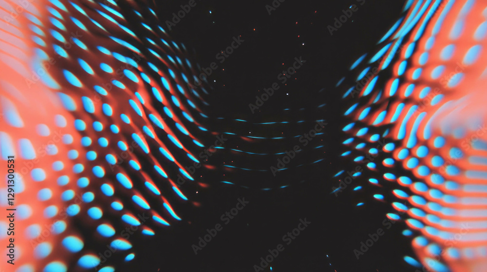 Poster vibrant geometric waves with dynamic depth and colorful light effects