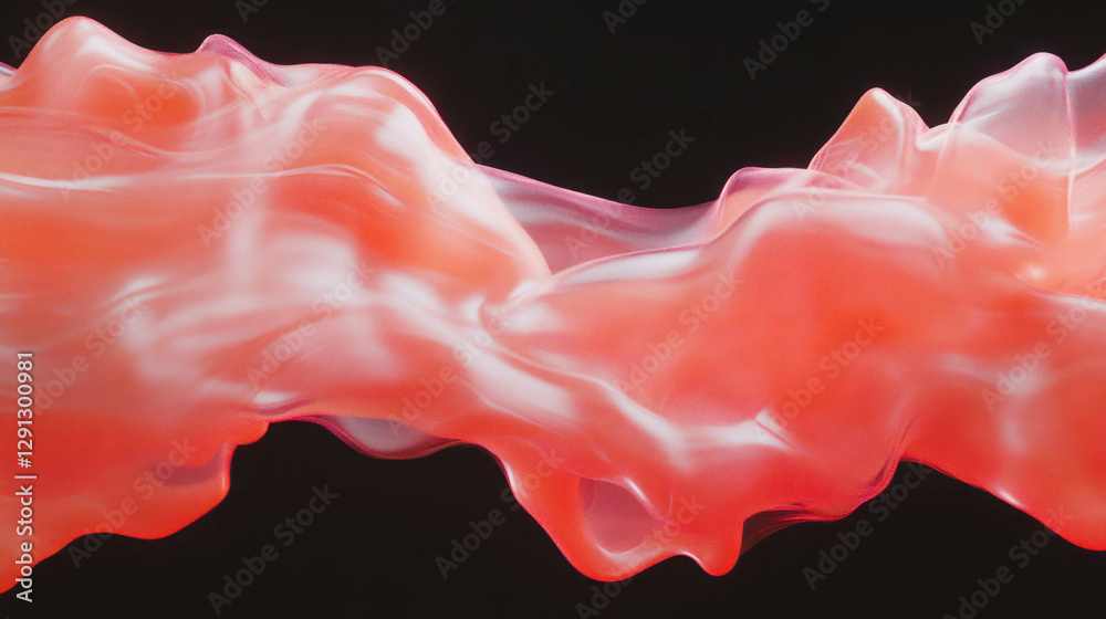 Poster Abstract fluid simulation with flowing forms on black background