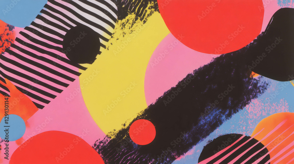 Poster vibrant abstract geometric patterns with bold colors for creative design