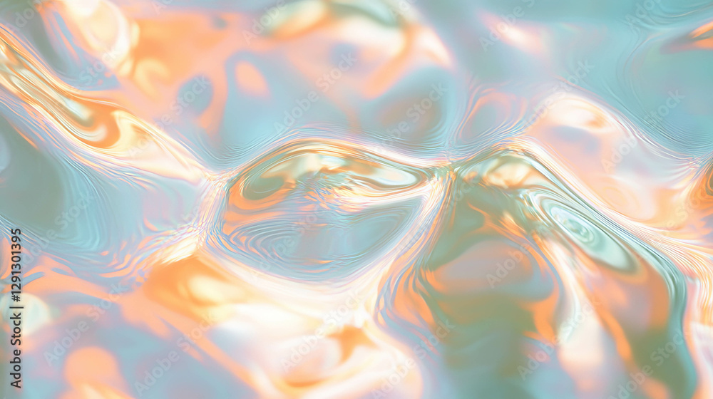 Aufkleber abstract liquid simulation with swirling patterns in soft pastel colors