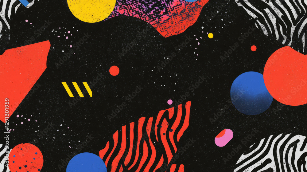 Poster vibrant abstract shapes and memphis patterns background for creative design