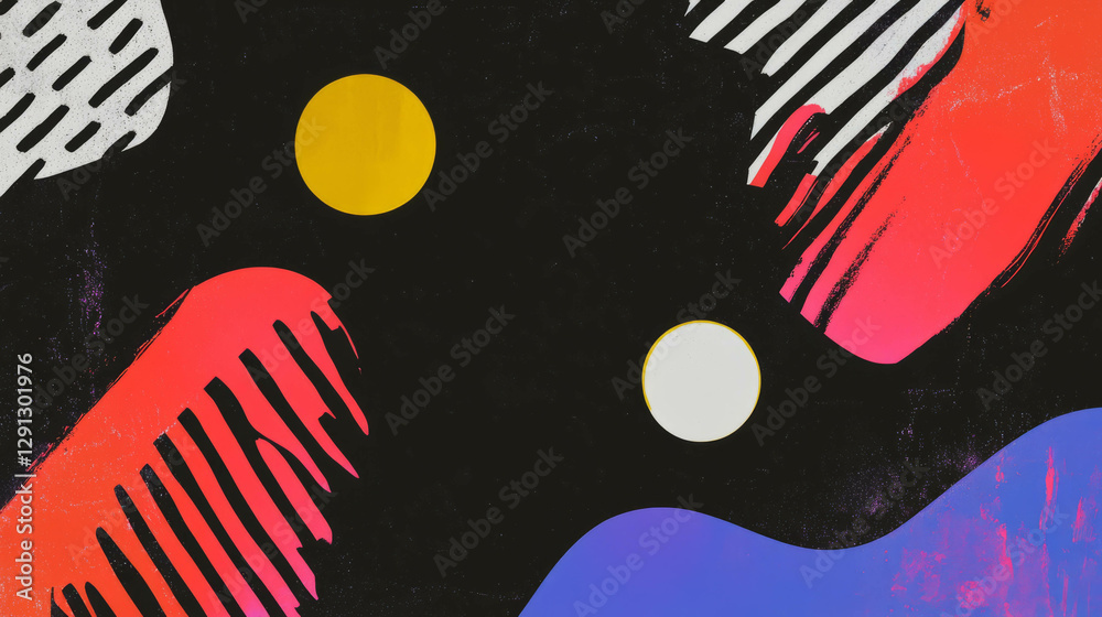 Poster vibrant abstract shapes and memphis patterns background for creative design