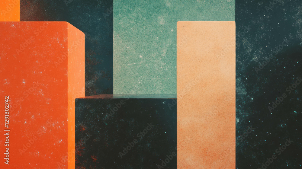 Poster abstract geometric design with textured blocks for modern backgrounds