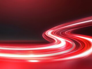 Light trails in motion: abstract red white curved lines