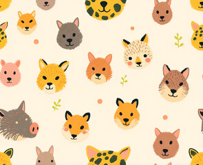 seamless pattern with cats and boar
