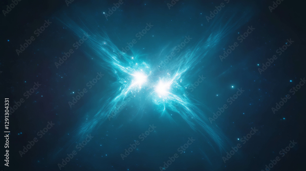 Aufkleber cosmic light show in binary star system with radiant energy waves