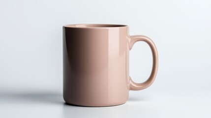 Fototapeta premium Beige Mug On White Background