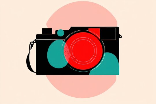 Creative camera with modern geometric shapes