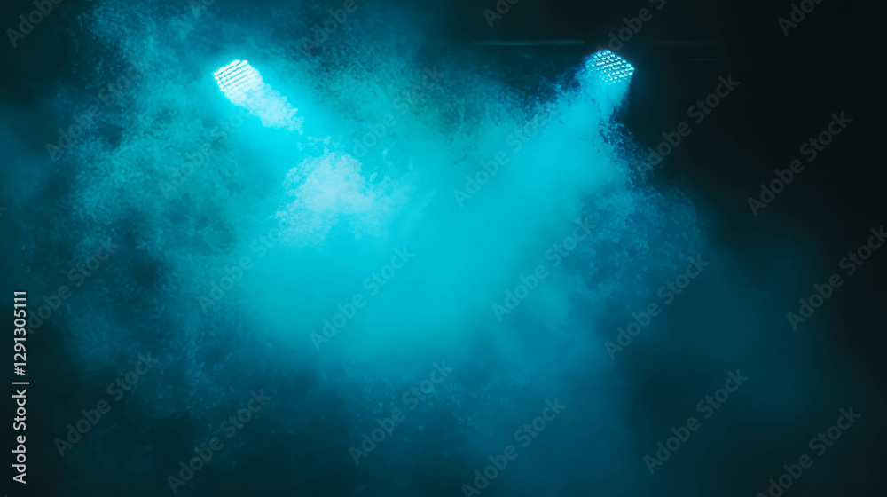 Poster atmospheric blue light with foggy background for mysterious event design