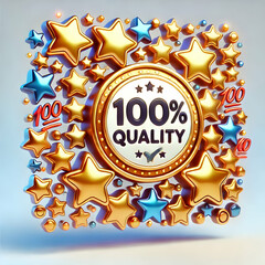 3D Stars Encircling 100% Quality Holographic Badge for Assurance