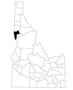 Map of nez Perce County in Idaho state on white background. United States of America