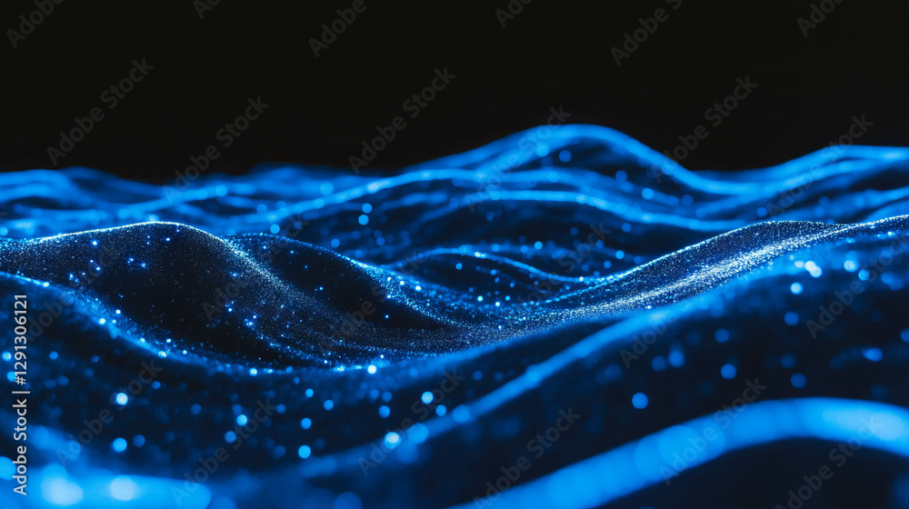 Aufkleber Abstract blue light waves creating a dynamic sense of depth for modern design