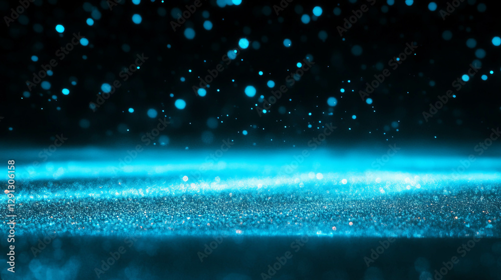 Poster enchanting blue light gradient with sparkling particles