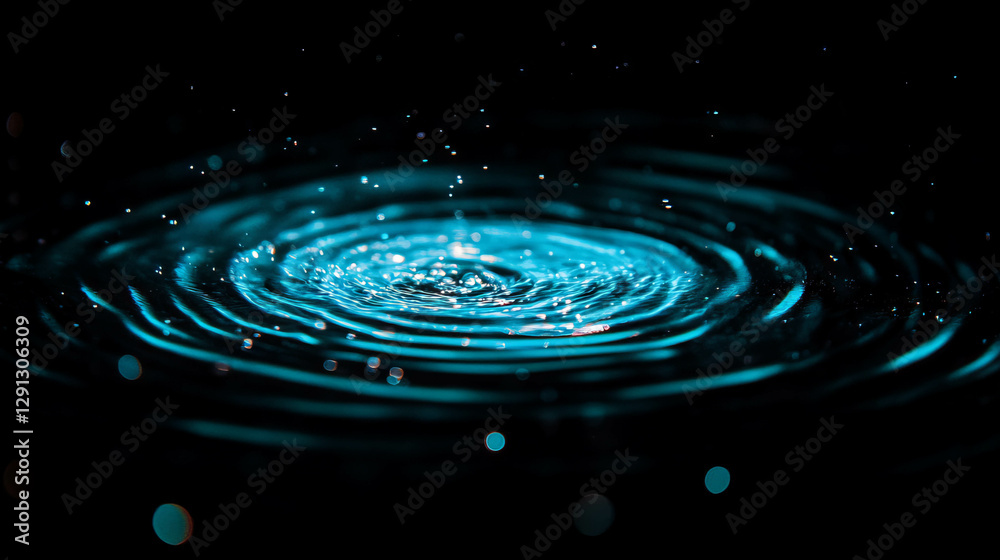 Poster Vibrant blue light swirl creating mesmerizing vortex in abstract motion