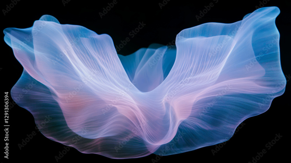 Poster abstract blue light waves forming ethereal shapes for modern design concepts