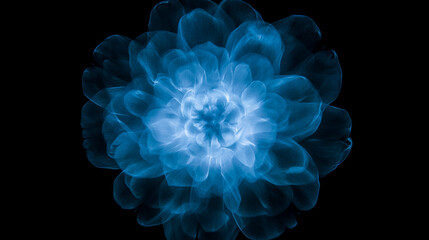 Obraz premium Mesmerizing blue abstract shapes forming floral pattern on dark background