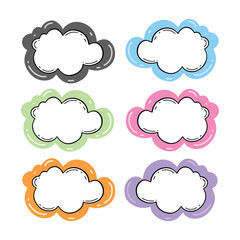 Clouds set. Hand drawn vector illustration. Isolated on white background.