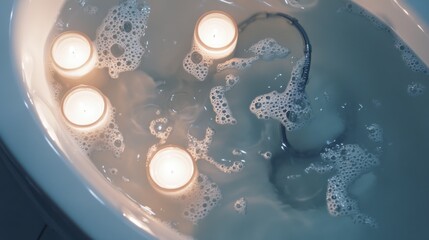 Hypertension patient enjoying a relaxing bath with essential oils in a serene bathroom. Featuring stress relief and wellness