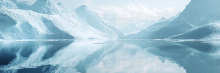 Obraz premium 3d background minimalistic mockup with space for text icy glacier reflections