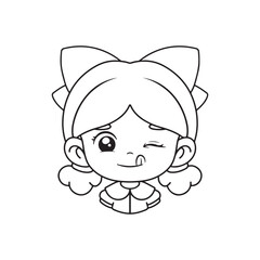cute little girl face cartoon vector illustration graphic design black and white