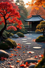 japanese garden in autumn