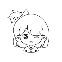 cute little girl anime character vector illustration designicon vector illustration design