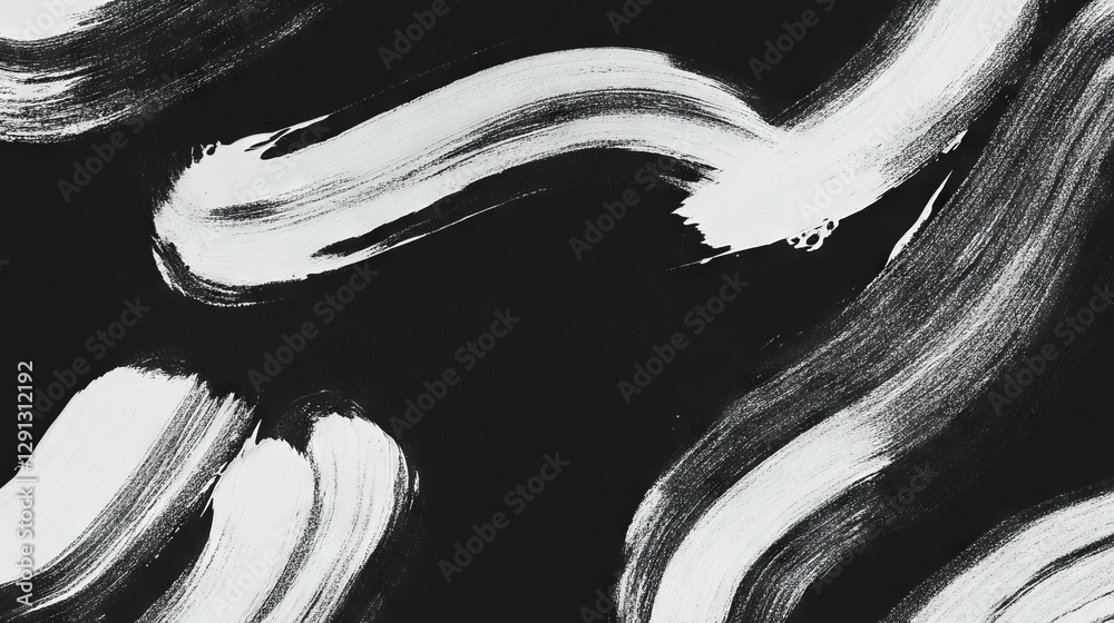 Poster Abstract art with varied brushstroke patterns on dark background for creative design