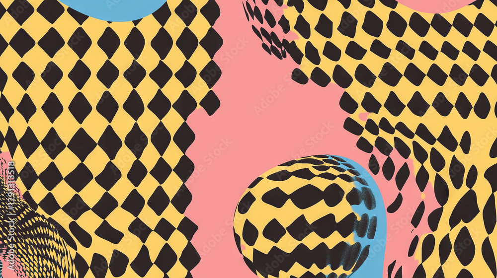 Aufkleber vibrant checkerboard and polka dot pattern background for creative designs