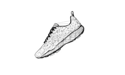 Digital sports shoe low poly design with geometric tech-inspired style