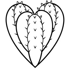 Botanical Heart Cactus Line Art