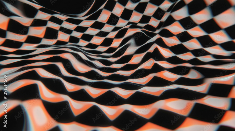 Poster Abstract checkerboard pattern with wavy lines for modern design and decoration