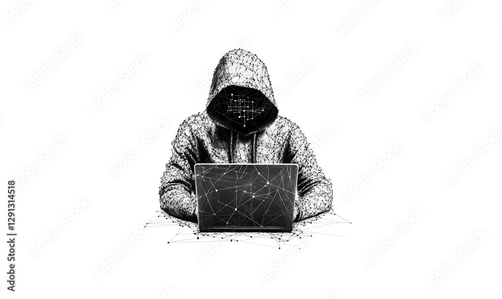 Wall mural digital hacker low poly design with geometric tech-inspired style