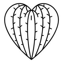 Botanical Heart Cactus Line Art