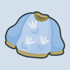 blue sweater with outline flat vector design.