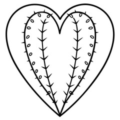 Botanical Heart Cactus Line Art