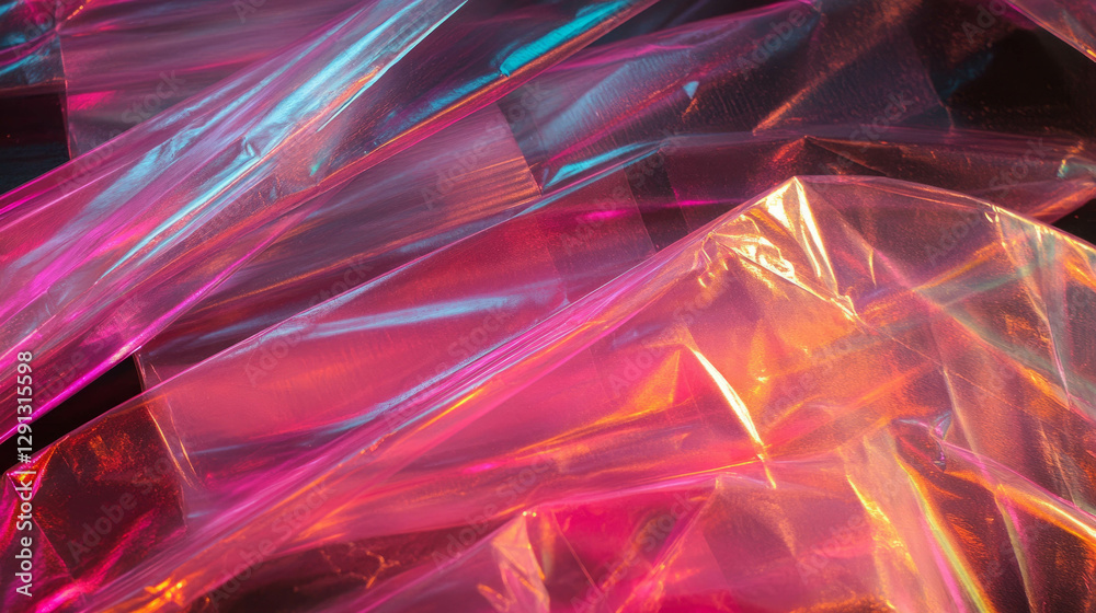 Poster vibrant abstract background of layered colored cellophane sheets for creative design
