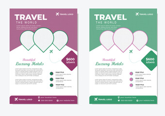 Creative Modern Fresh Travel Flyer design template with organic shape
