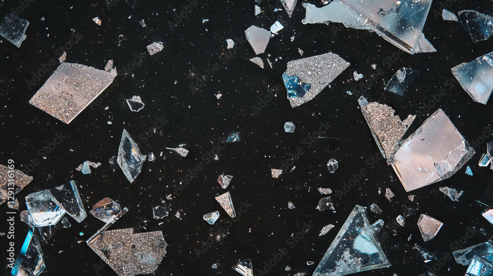 Poster Abstract concrete texture with embedded glass fragments for modern design