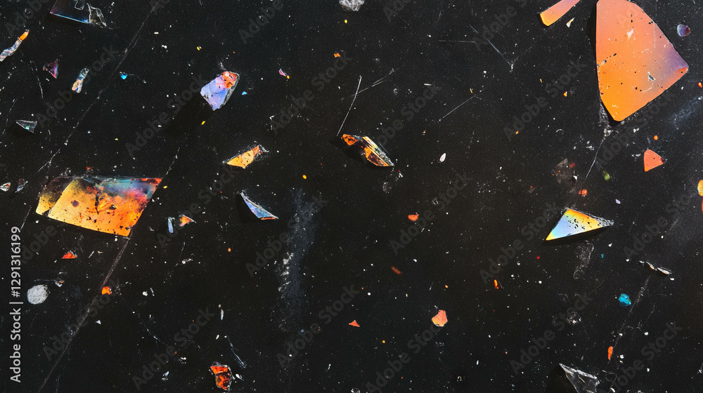 Aufkleber abstract concrete surface with embedded colorful glass fragments for artistic design