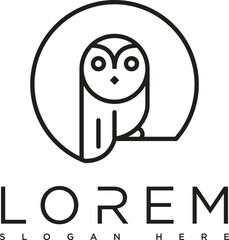  The owl logo icon is black with a minimalist and sharp design, reflecting wisdom, mystery and sharpness of vision. The silhouette is firm with striking eye details, giving the impression
