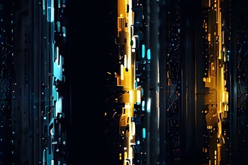 Radiant Night Sky: A fireworks explosion in shades of red, blue, and gold, set against a dark, almost ink-black background.